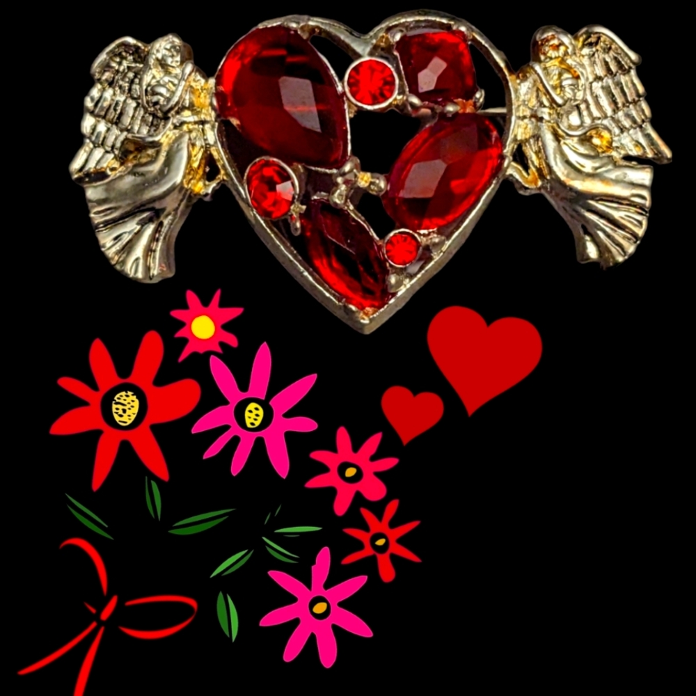 ❤️ Angel Heart Cherub Bling Pin Brooch New Gift